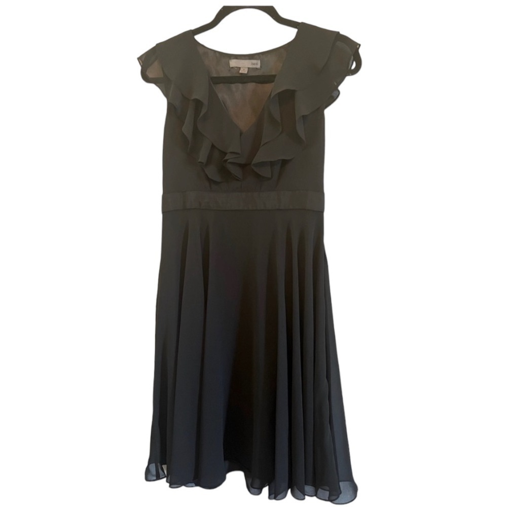 Bice Ruffled Black Midi Fit and Flare‎ Dress Size 6 - Picture 3 of 9